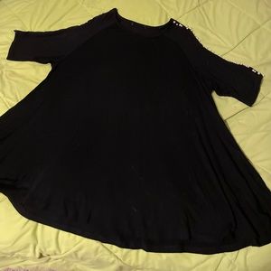 Ladies nylon material with pearls on the sleeves top